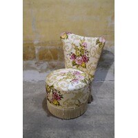 thumb-Vintage cocktail en naaikist stoeltje met satijnen bekleding, jaren 50-1