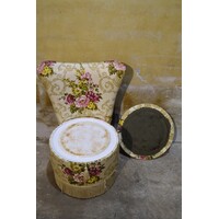 thumb-Vintage cocktail en naaikist stoeltje met satijnen bekleding, jaren 50-8