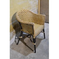 thumb-Tweedehands Taveerne rotan armstoel 2-kleurig met metalen onderstel-1