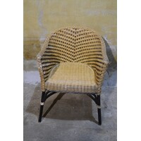 thumb-Tweedehands Taveerne rotan armstoel 2-kleurig met metalen onderstel-2