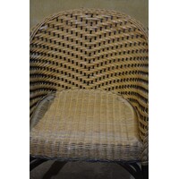 thumb-Tweedehands Taveerne rotan armstoel 2-kleurig met metalen onderstel-3