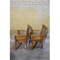 thumb-Set van 2 massief grenen armstoelen met kruisrug en lattenzitvlak-2