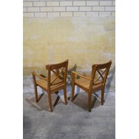 thumb-Set van 2 massief grenen armstoelen met kruisrug en lattenzitvlak-3
