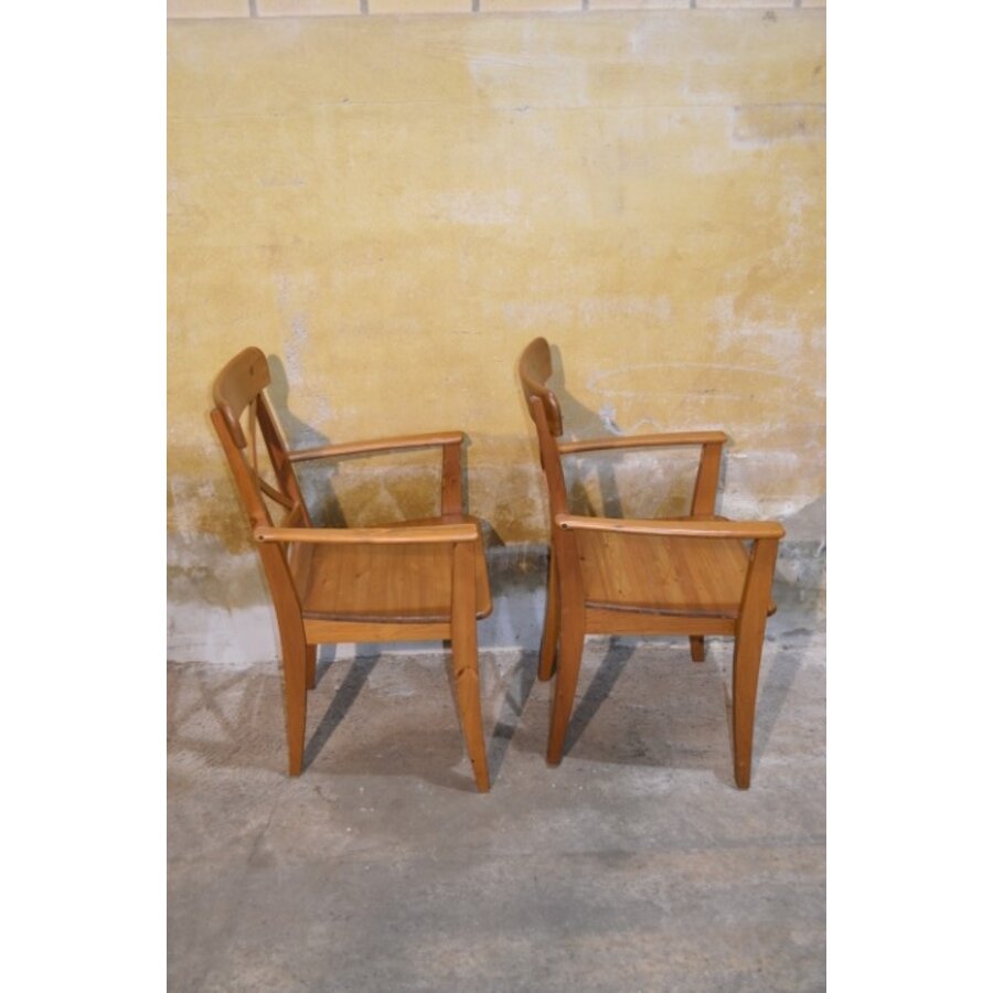 Set van 2 massief grenen armstoelen met kruisrug en lattenzitvlak-4