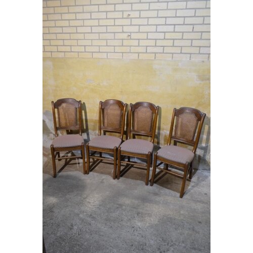 Brocante eiken eetkamerstoelen set van 4 