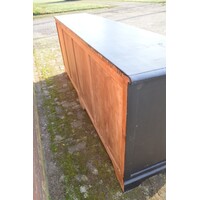 thumb-Vintage dressoir van massief teakhout zwart geschilderd met schuifdeuren-10