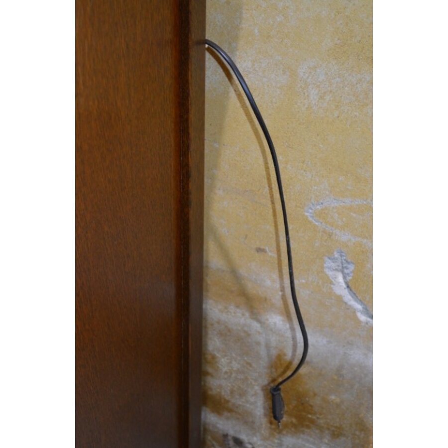 Donker eiken highboard met vitrine en onderkast – Jaren 30 art deco-3