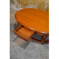 thumb-Klassieke grote ovale salontafel van mahonie-4