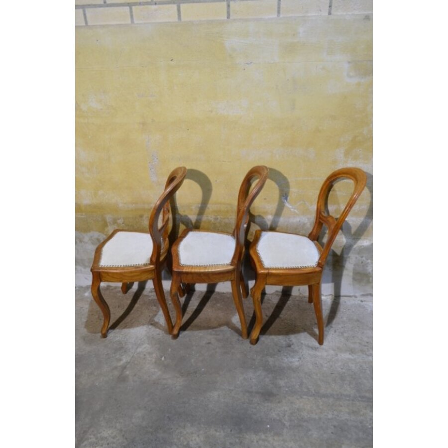 Antieke Hollandse stoelen in Willem III stijl ca. 1870 – Set van 3-4