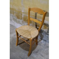 thumb-Hollands eikenhouten stoeltje uit de jaren 50 met biezen zitting-2