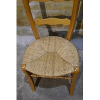 thumb-Hollands eikenhouten stoeltje uit de jaren 50 met biezen zitting-5