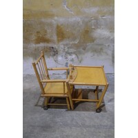 thumb-Midcentury poppen- of kinderstoel uit de jaren 50 met omklapbare tafel-5