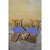 LoodsVol, Tweedehands Set van 2 vintage beukenhouten caféstoelen met blauw kussen