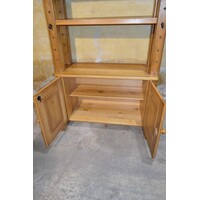 thumb-Vintage eiken kaaskast van zwaar eikenhout met open vakken-5