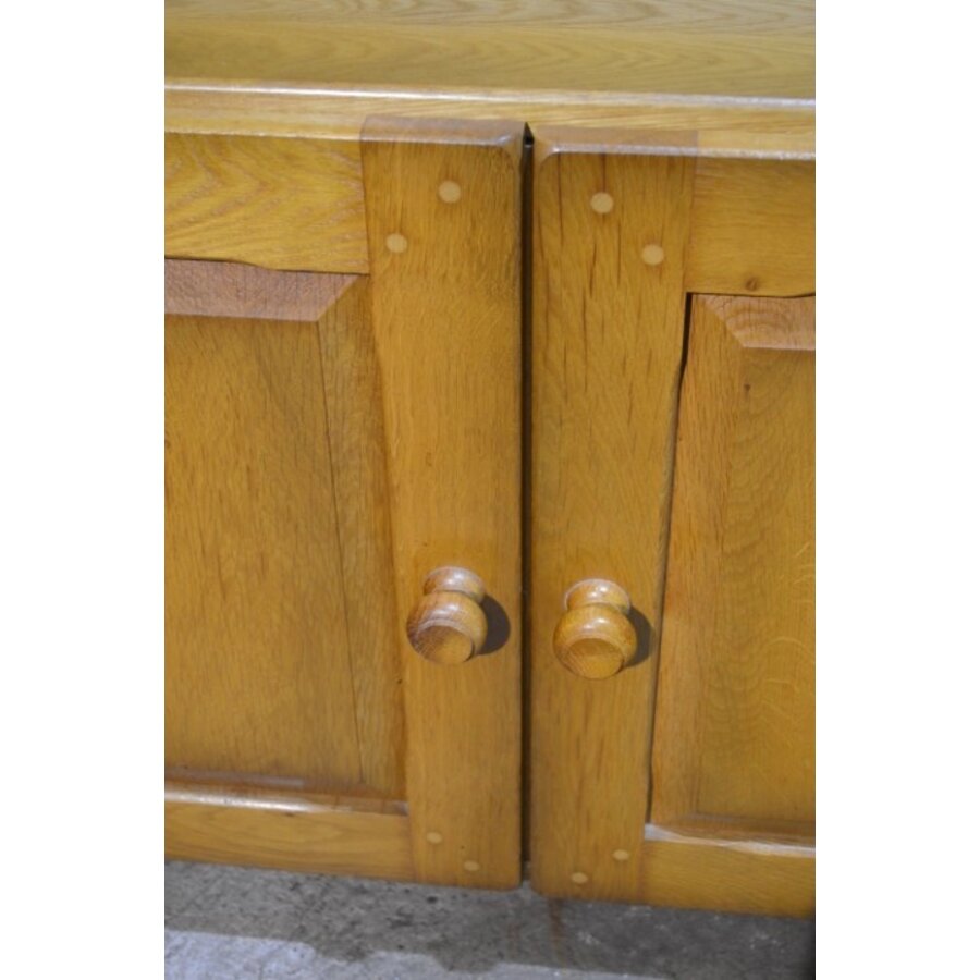 Vintage eiken kaaskast van zwaar eikenhout met open vakken-6