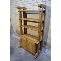 thumb-Vintage eiken kaaskast van zwaar eikenhout met open vakken-7