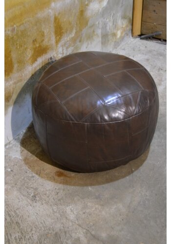 Grote leren poef jaren 70 