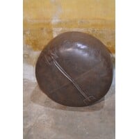 thumb-Grote zware leren poef uit de jaren 70-6