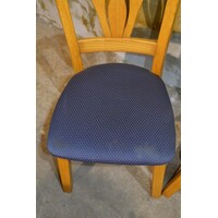 thumb-Set van 4 vintage jaren 70 eiken keukenstoelen met donkerblauwe zitting-2