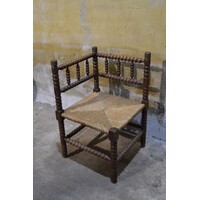 thumb-Klassieke Bobbin hoekstoel met verfijnd vlechtwerk – Spinnenkopstoel-2