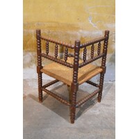 thumb-Klassieke Bobbin hoekstoel met verfijnd vlechtwerk – Spinnenkopstoel-5