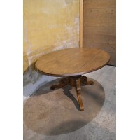 thumb-Antieke ovale salontafel met voet van van gesneden eikenhout-1