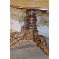 thumb-Antieke ovale salontafel met voet van van gesneden eikenhout-4
