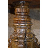 thumb-Antieke ovale salontafel met voet van van gesneden eikenhout-7