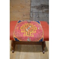 thumb-Vintage eiken krukje met Kelim zitting – jaren 50-2