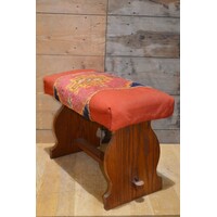 thumb-Vintage eiken krukje met Kelim zitting – jaren 50-3