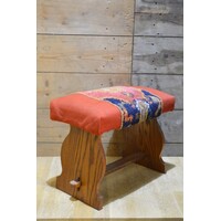 thumb-Vintage eiken krukje met Kelim zitting – jaren 50-4