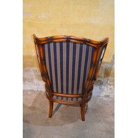 thumb-Vintage Giorgetti Wingback fauteuil met blauwe kussens, jaren 70-7