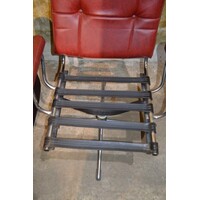 thumb-Vintage Deense draaifauteuil met buisframe en bordeaurood leer, circa 1960-9