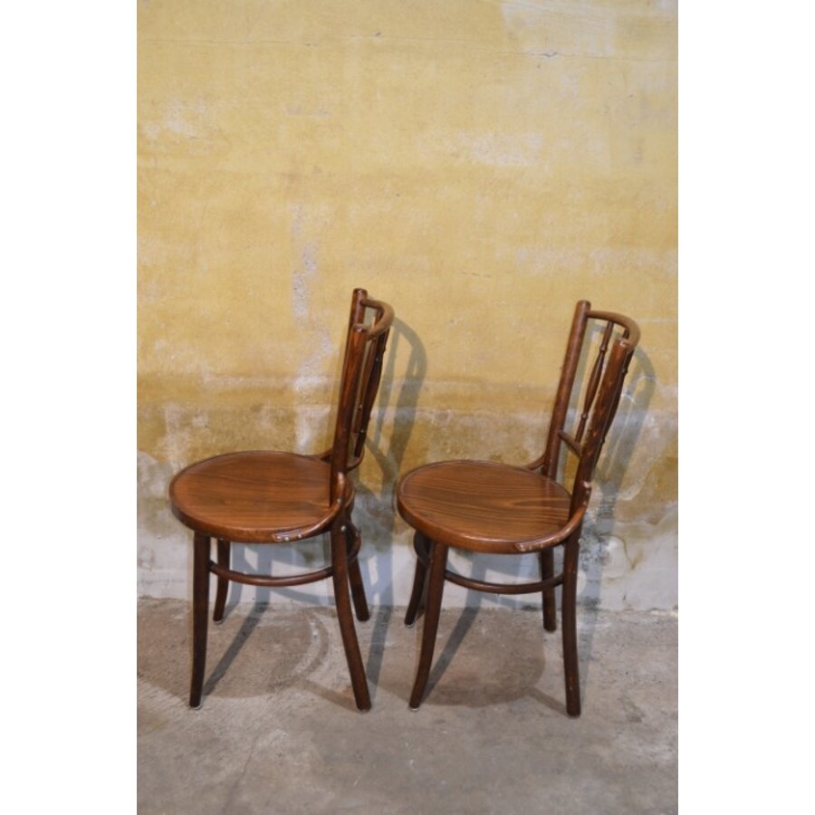 Vintage stoelen van gebogen hout in Thonet stijl-6