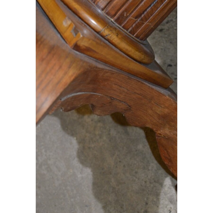 Antieke Art Nouveau eettafel – Kolompoot uitschuifbaar-4