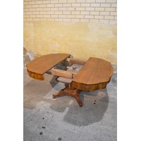 thumb-Antieke Art Nouveau eettafel – Kolompoot uitschuifbaar-9