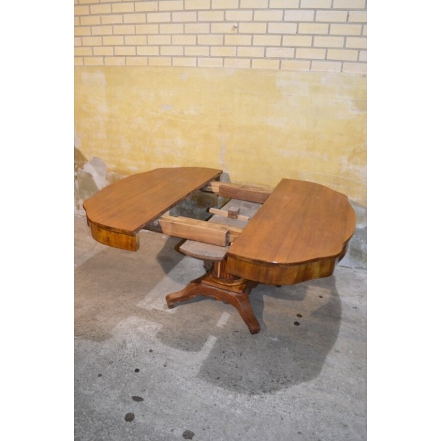 Antieke Art Nouveau eettafel – Kolompoot uitschuifbaar-9