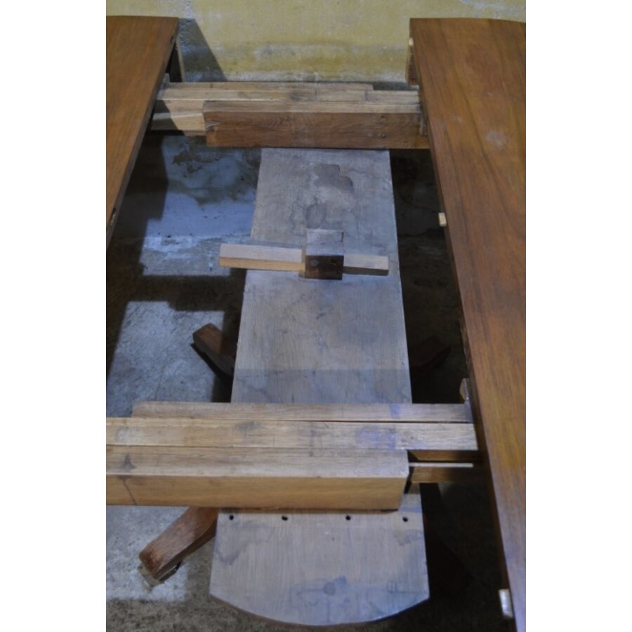 Antieke Art Nouveau eettafel – Kolompoot uitschuifbaar-10