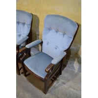 thumb-Eiken armstoelen met blauwe stofVintage eiken armstoelen – Blauwe kussens-5