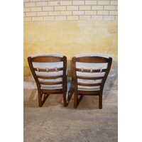 thumb-Eiken armstoelen met blauwe stofVintage eiken armstoelen – Blauwe kussens-7