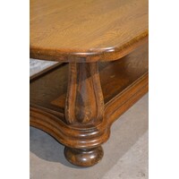 thumb-Massief eiken salontafel met ovaal blad en gebogen poten-2