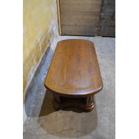 thumb-Massief eiken salontafel met ovaal blad en gebogen poten-3