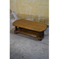 thumb-Massief eiken salontafel met ovaal blad en gebogen poten-4