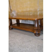 thumb-Massief eiken salontafel met ovaal blad en gebogen poten-5