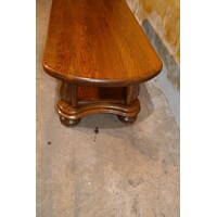 thumb-Massief eiken salontafel met ovaal blad en gebogen poten-6