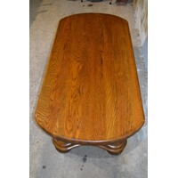 thumb-Massief eiken salontafel met ovaal blad en gebogen poten-7