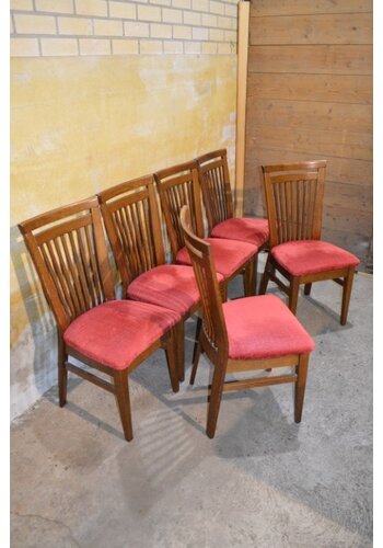 Eiken vintage spijlenstoelen set van 6 