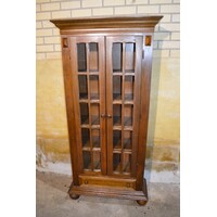 thumb-Donker eiken vitrinekast met lade-2