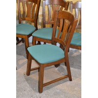 thumb-Set van 6 eiken eetkamerstoelen met groene stof jaren 80-4