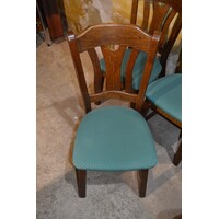 thumb-Set van 6 eiken eetkamerstoelen met groene stof jaren 80-5